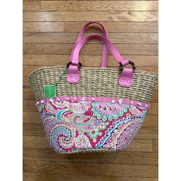 Vera Bradley Pink and Green Paisley Tote Bag - Picture 1 of 9